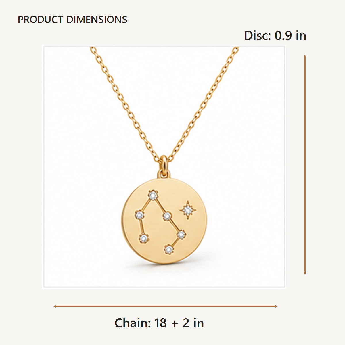 Constellation Disc Necklace dimensions in inches