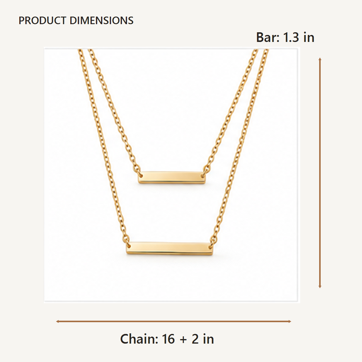 Layered Bar Necklace dimensions in inches