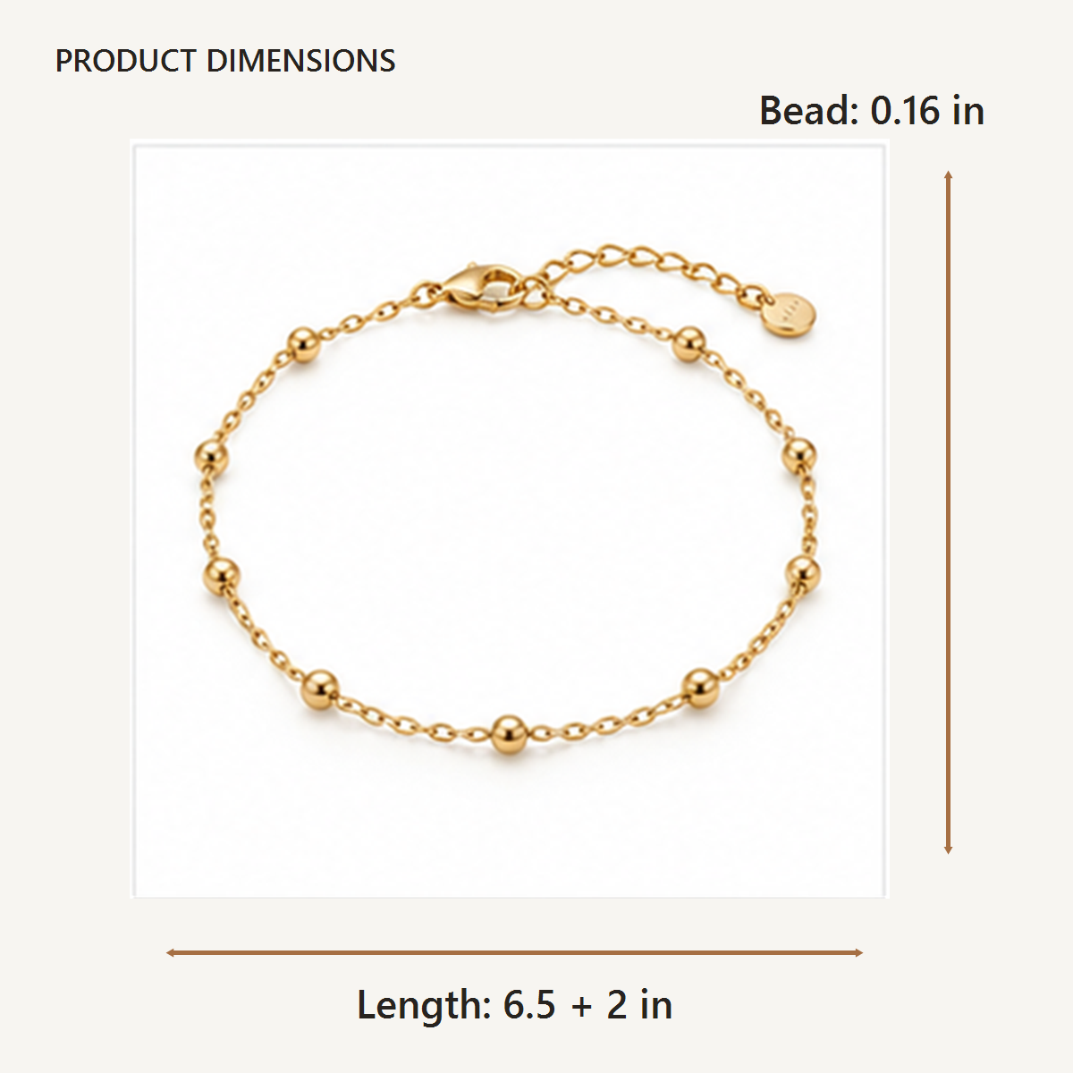 Beaded Chain Bracelet dimensions in inches