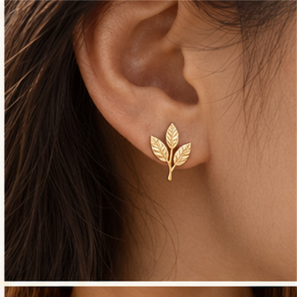 Botanical Stud Earrings in use