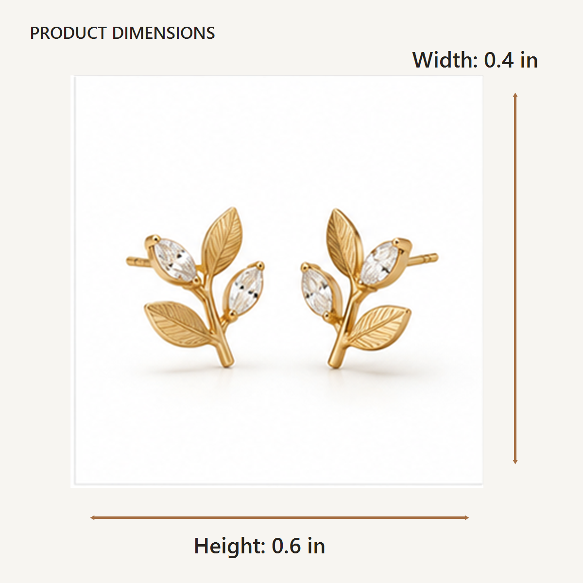 Botanical Stud Earrings dimensions in inches