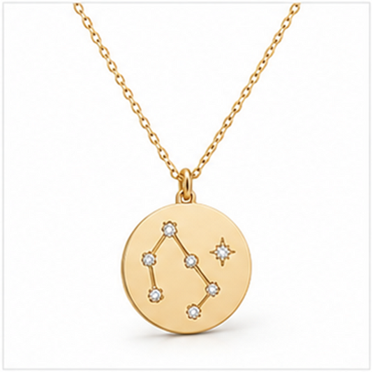 Constellation Disc Necklace on a white background