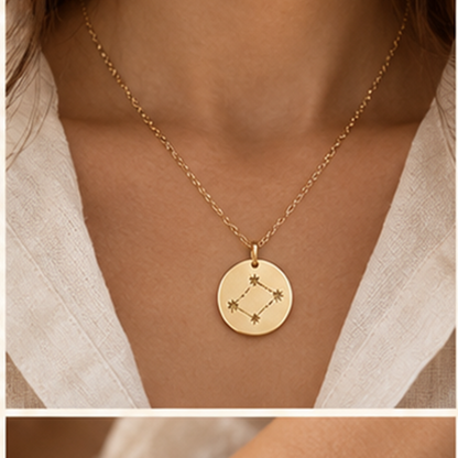Constellation Disc Necklace in use