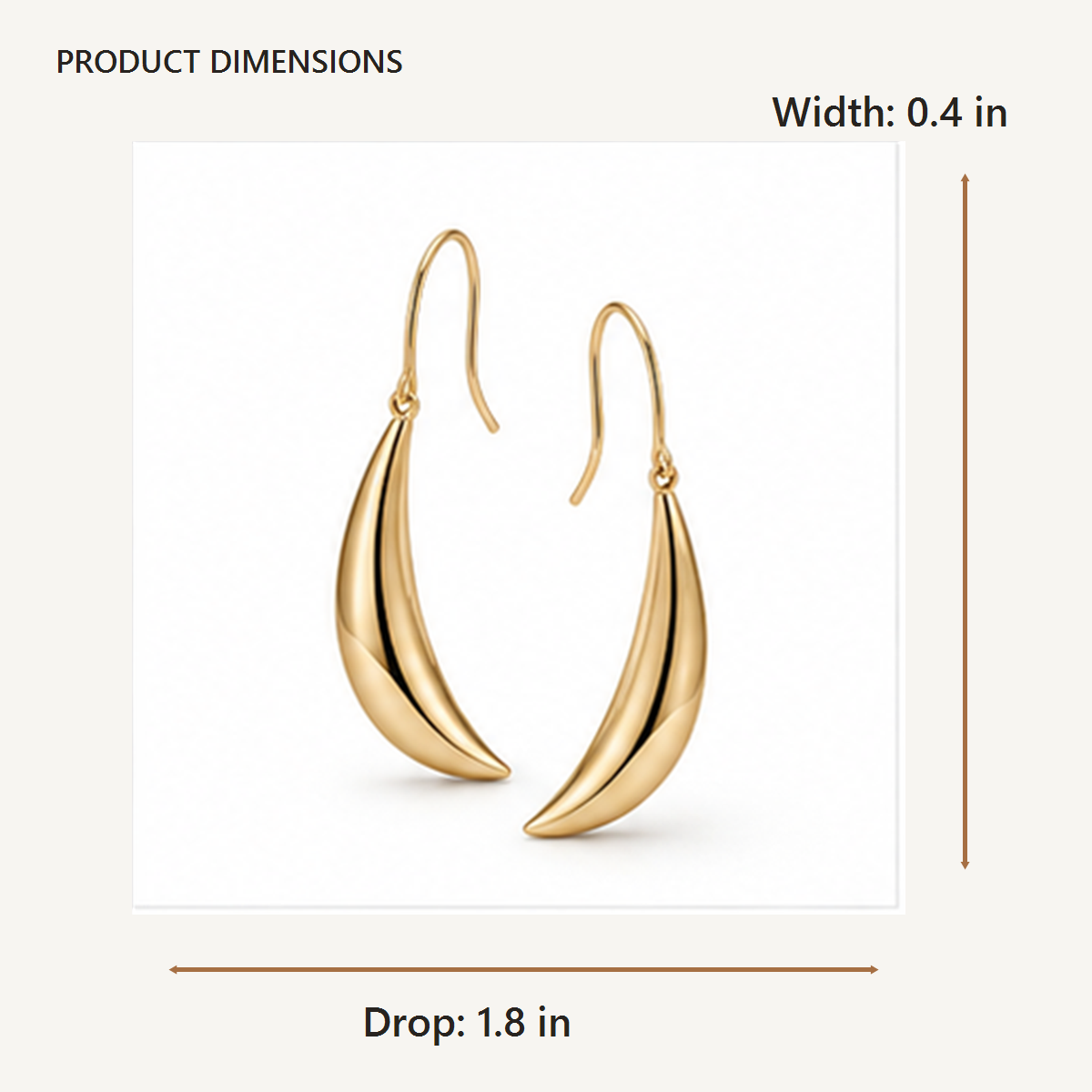 Crescent Drop Earrings dimensions in inches