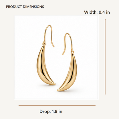 Crescent Drop Earrings dimensions in inches