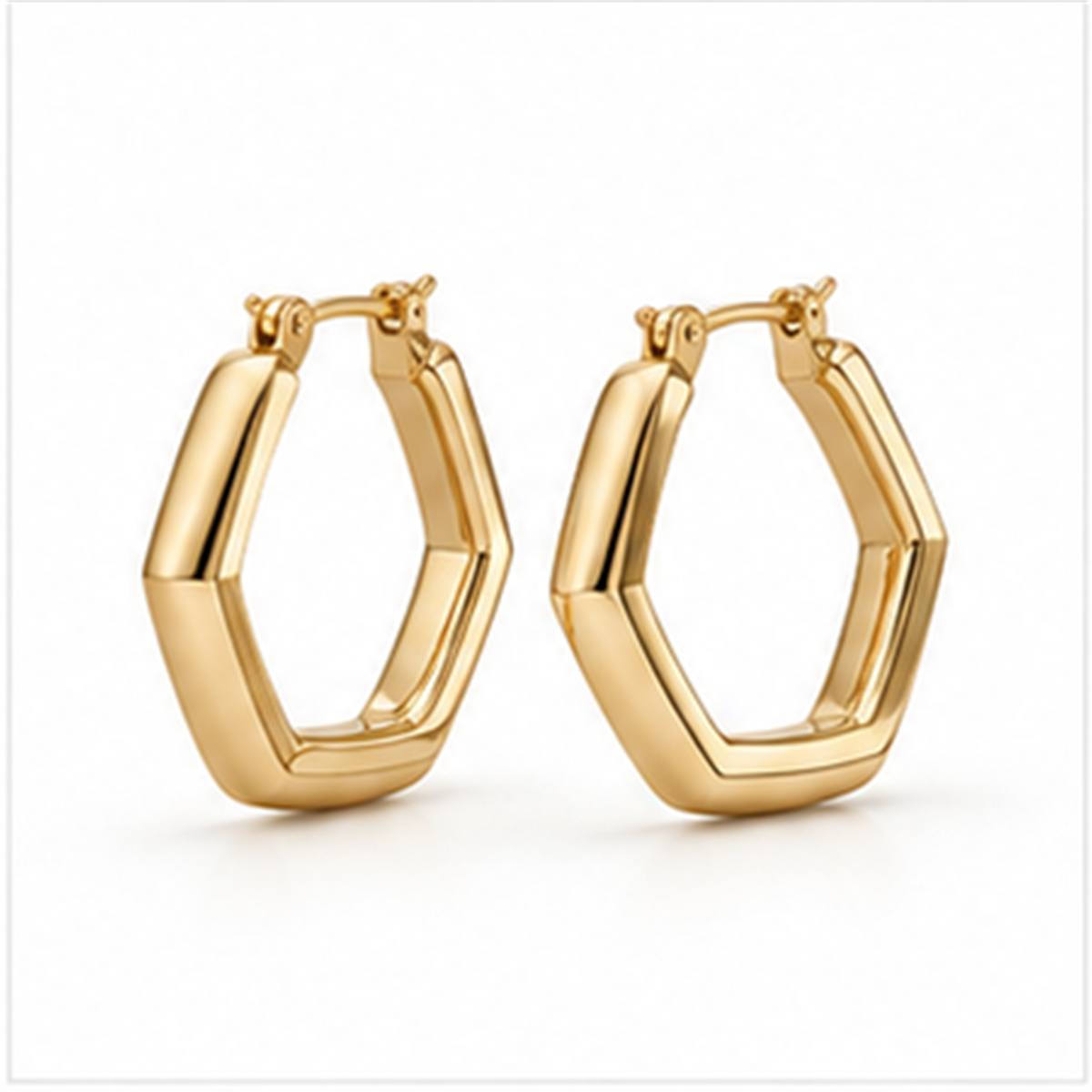 Geometric Hoop Earrings on a white background