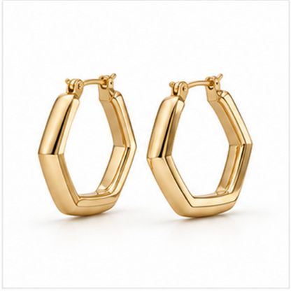 Geometric Hoop Earrings on a white background