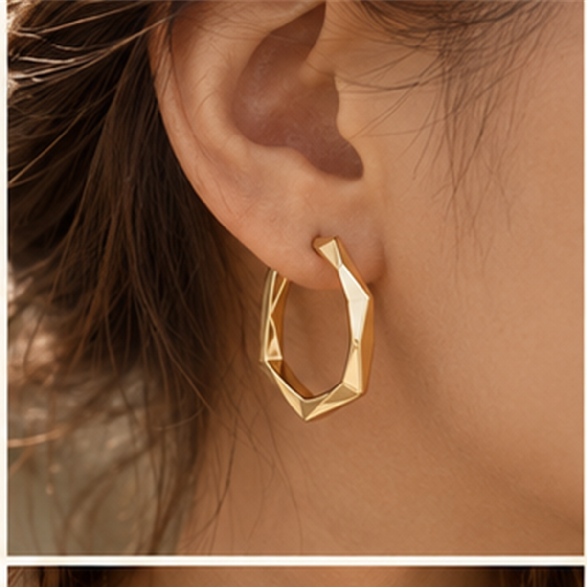 Geometric Hoop Earrings in use