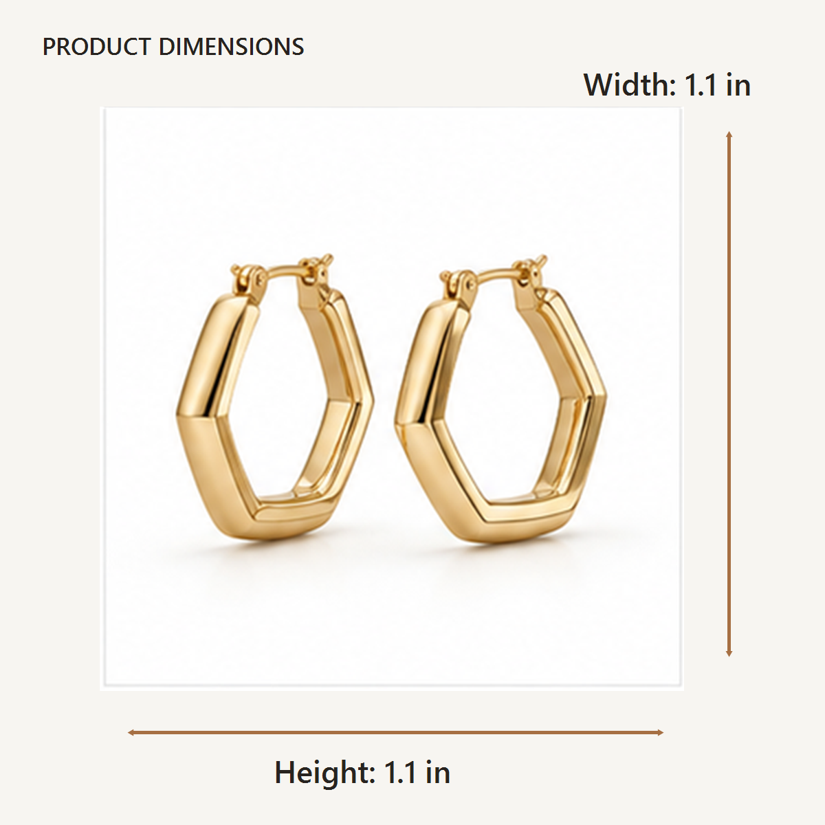 Geometric Hoop Earrings dimensions in inches
