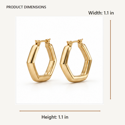 Geometric Hoop Earrings dimensions in inches