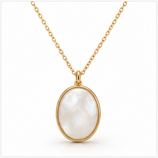 Oval Pendant Necklace on a white background