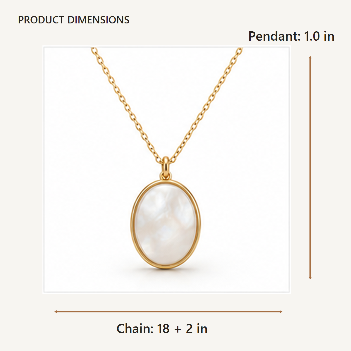 Oval Pendant Necklace dimensions in inches