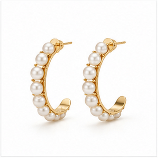 Pearl Arc Earrings on a white background