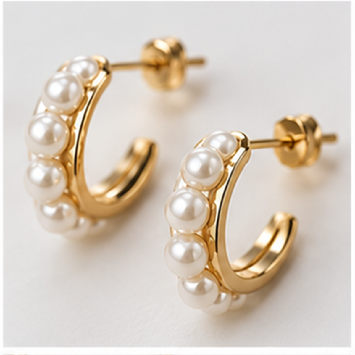Pearl Arc Earrings detail view