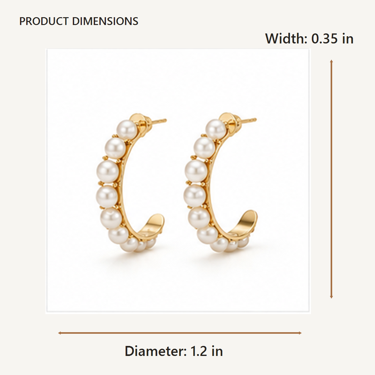 Pearl Arc Earrings dimensions in inches