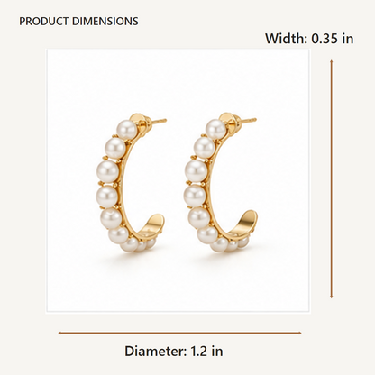 Pearl Arc Earrings dimensions in inches