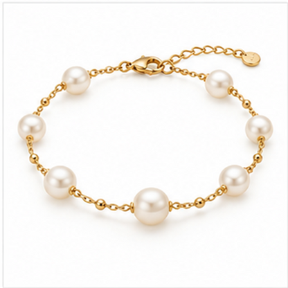 Pearl Finish Station Bracelet on a white background
