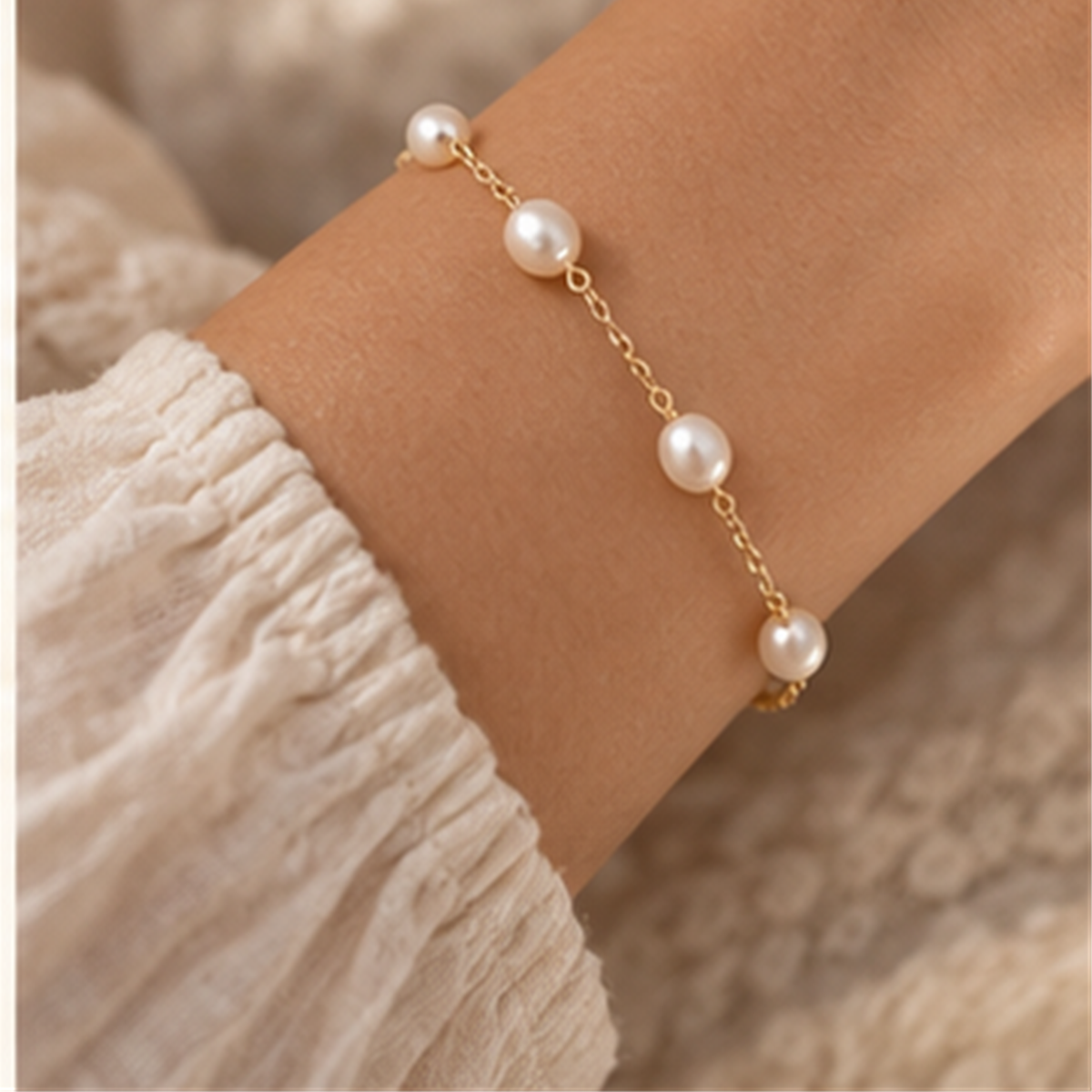 Pearl Finish Station Bracelet in use