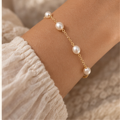 Pearl Finish Station Bracelet in use