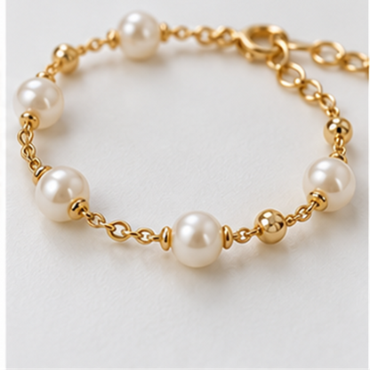 Pearl Finish Station Bracelet detail view