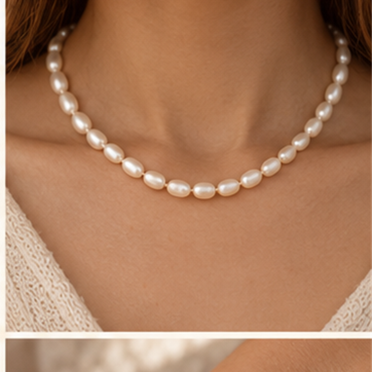 Pearl Finish Strand Necklace in use