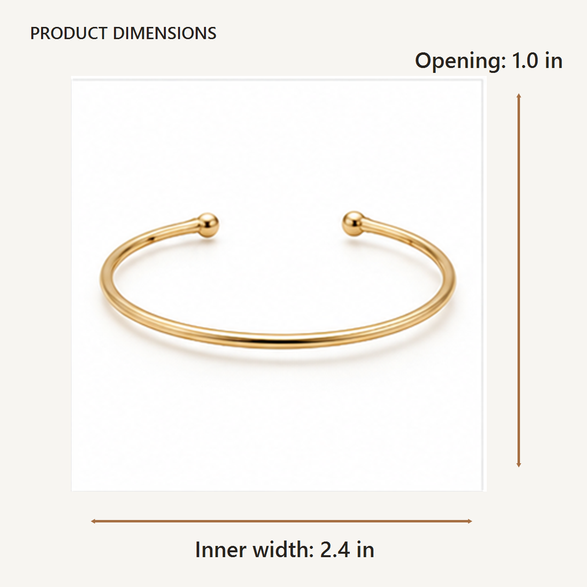 Slim Open Cuff Bracelet dimensions in inches